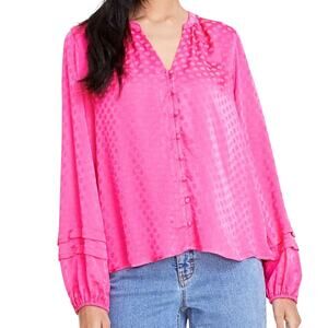 On 34th Women’s Long Sleeve Pintucked Blouse Fuschia Size L